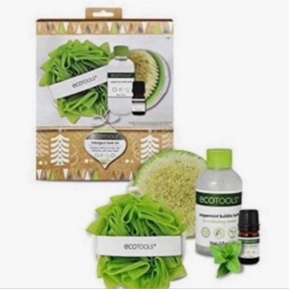EcoTools Indulgent Bath Kit, Bubble Bath, Dry Body Brush, Loofah Bath Sponge New